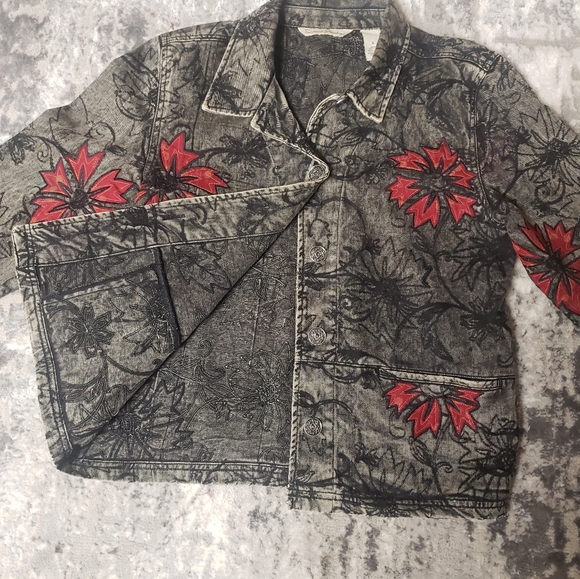 FRENCH LAUNDRY Black Wash Boho Denim Jacket - Picture 3 of 6